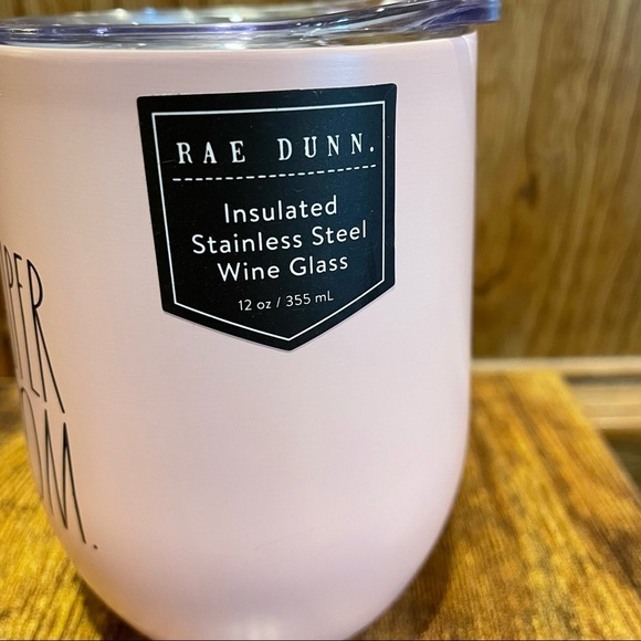 Rae Dunn SUPER MOM Light Pink Insulated Stainless Steel Wine Glass BRAND NEW!! - Picture 2 of 3